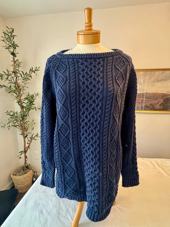 L.L. Bean Sweaters - L.L. Bean Signature Navy Cable Knit Crewneck Sweater, sz M